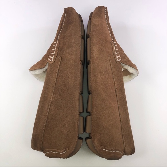 The Men's Store at Bloomingdale's Shearling Slippers Tan/Natural Suede Loafers - Picture 3 of 9